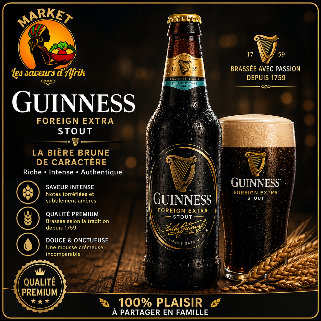 Guinness Foreign Extra Stout – Bière Brune de Caractère Riche & Intense