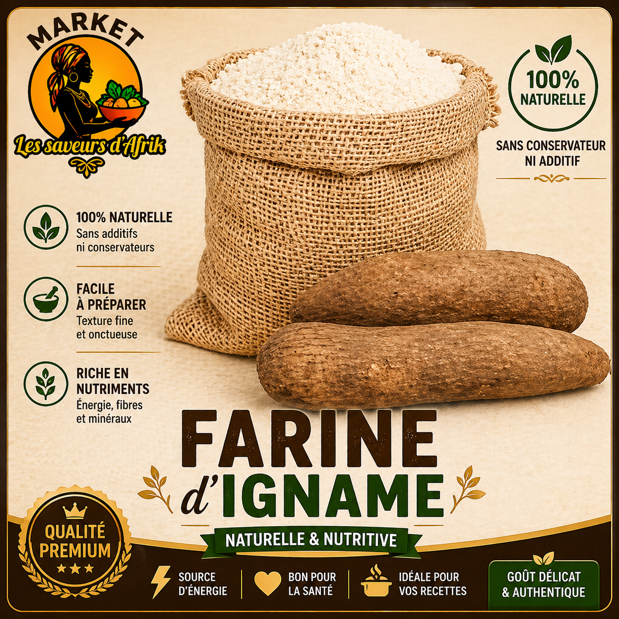 Farine d’Igname – Naturelle & Nutritive 100% Naturelle