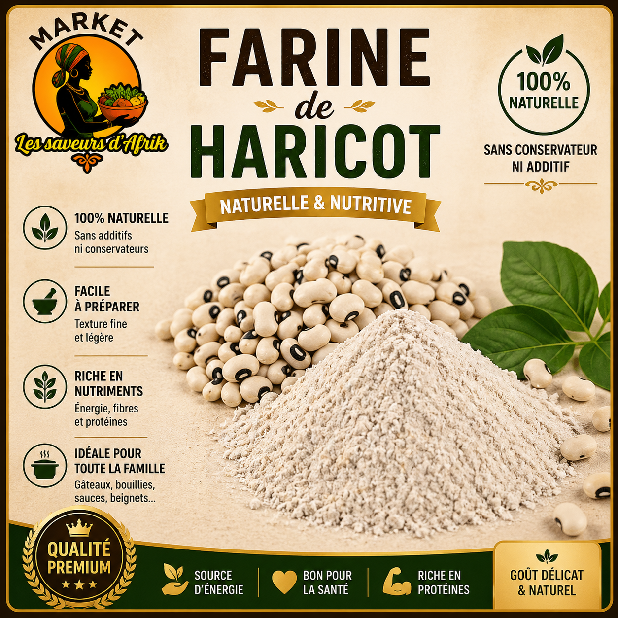 Farine de Haricot – Naturelle & Nutritive 100% Naturelle