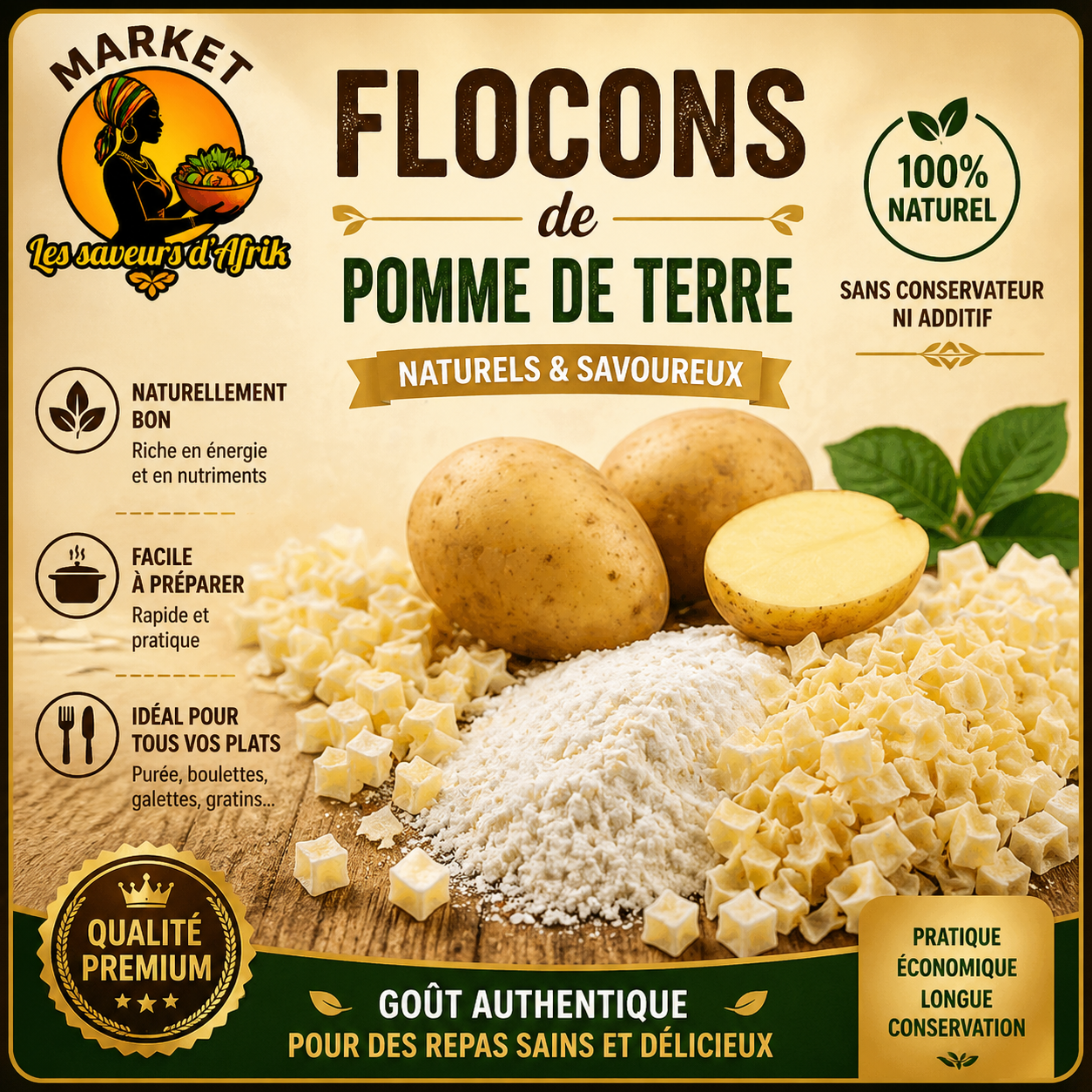 Flocons de Pomme de Terre – Naturels & Savoureux 100% Naturel