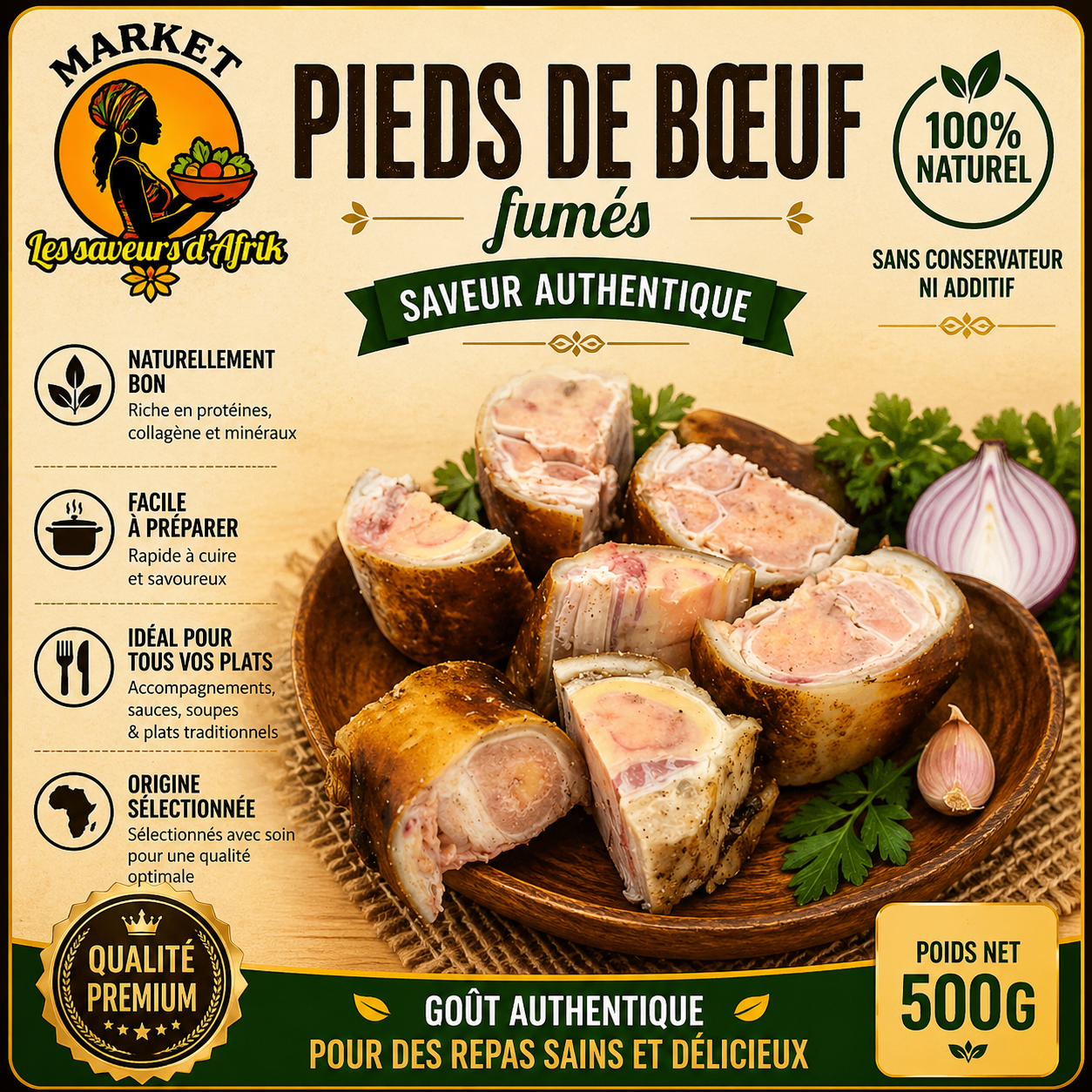 Pieds de Bœuf Fumés – Saveur Authentique 100% Naturel 500g