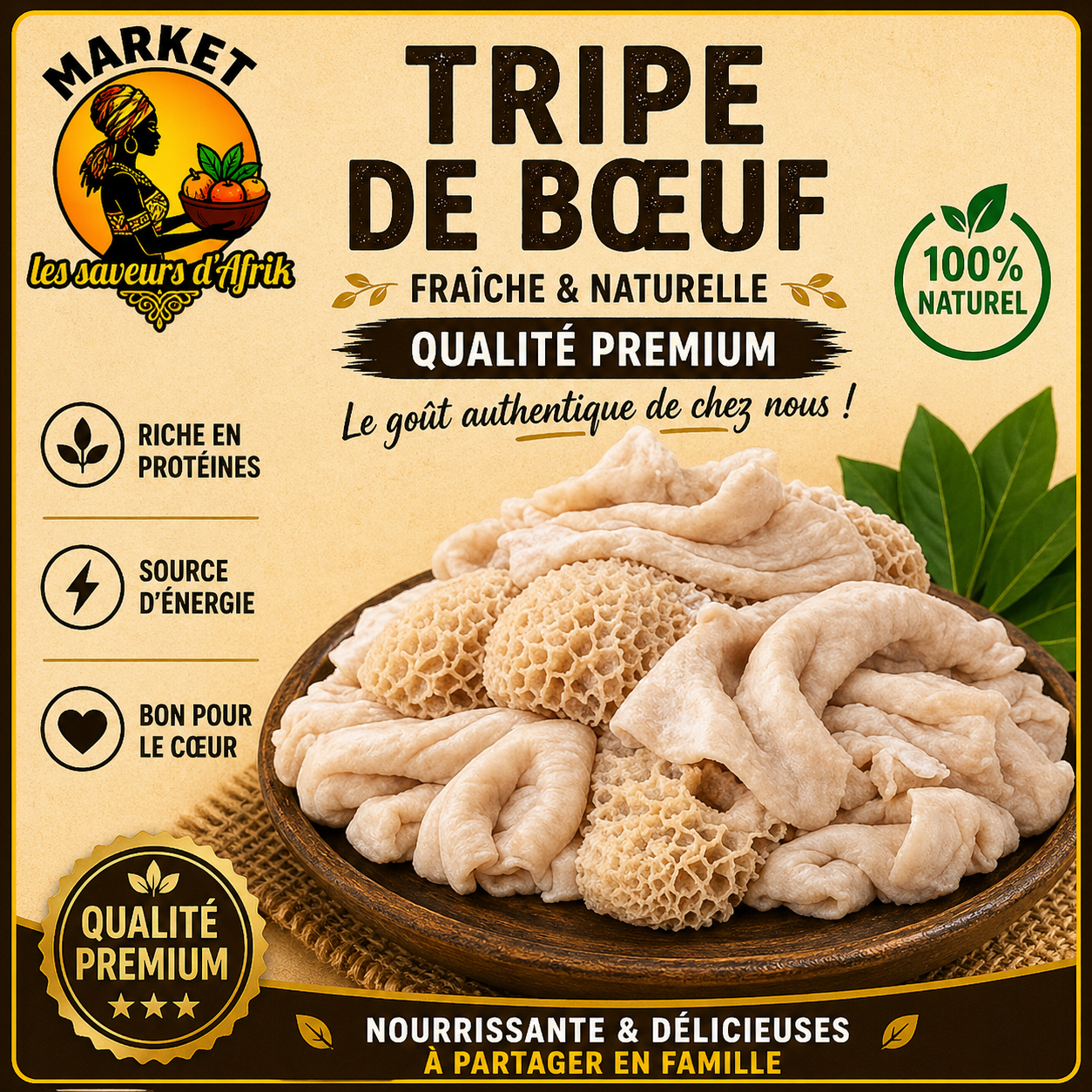 Tripe de Bœuf – Fraîche & Naturelle Qualité Premium 100% Naturel