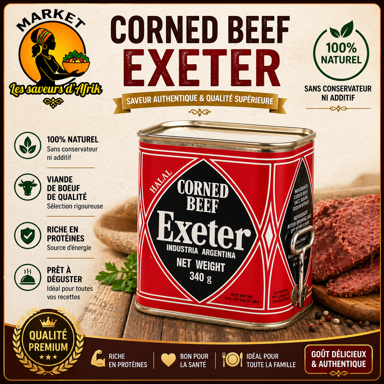 Corned Beef Exeter – Halal Saveur Authentique & Qualité Supérieure 340g