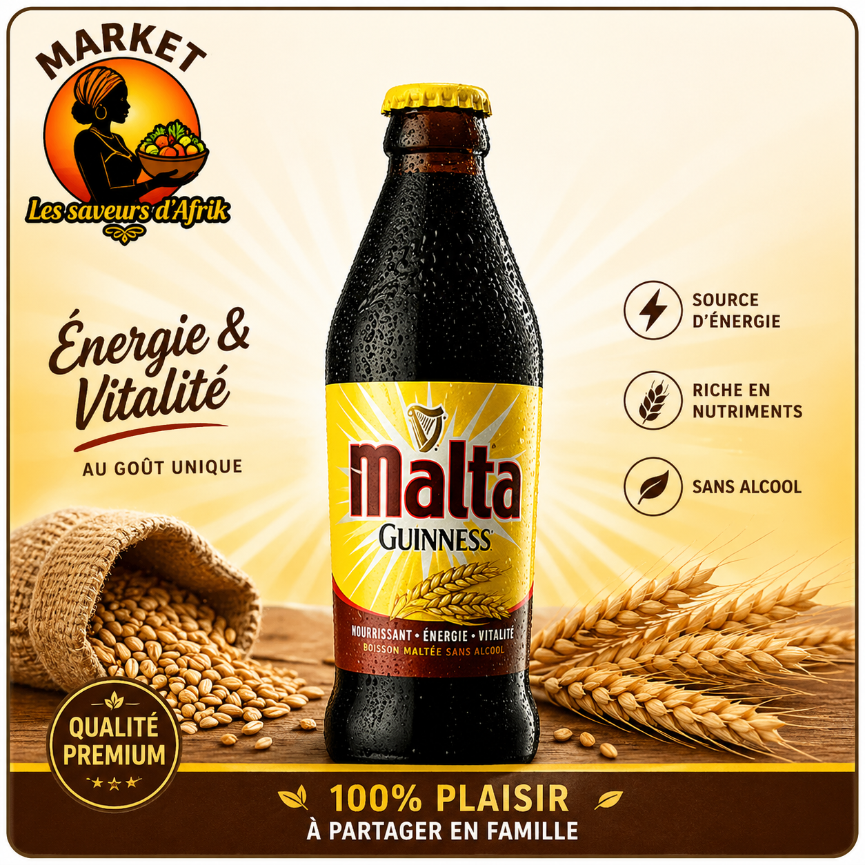 Malta Guinness – Boisson Maltée Sans Alcool Énergie & Vitalité