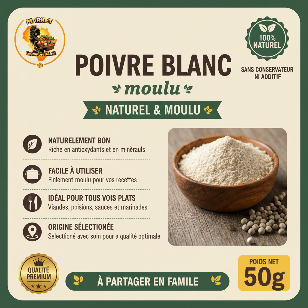 Poivre Blanc Moulu – Affiche produit
